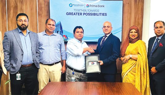 প্রাইম ব্যাংক ও ফার্মা সল্যুশনের মধ্যে পে-রোল ব্যাংকিং চুক্তি স্বাক্ষর